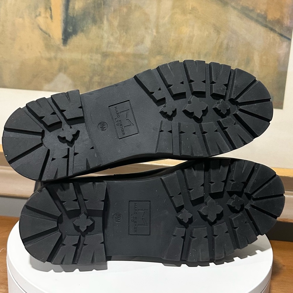 🌸MARC FISHER🌸 Dacilla Buckle Leather  Slip On Black Combat Boot Size: 8.5 - Picture 16 of 16